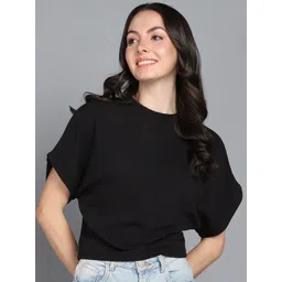 Mast & Harbour Black Extended Sleeves Boxy Top-picture-23