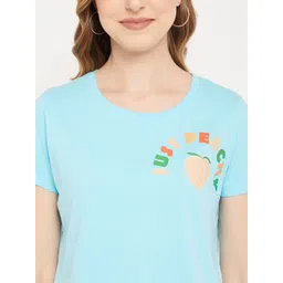 Mast & Harbour Blue Typography Printed Cotton T-shirt image 2