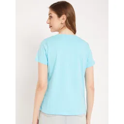 Mast & Harbour Blue Typography Printed Cotton T-shirt image 5