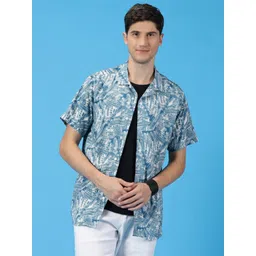Mast & Harbour Classic Slim Fit Floral Printed Cuban Collar Casual Shirt-picture-32