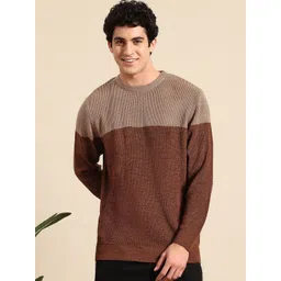 Mast & Harbour Colorblocked Acrylic Ribbed Longline Pullover-picture-40