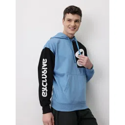 Mast & Harbour Colourblocked Typography Printed Drop Shoulder Hooded Sweatshirt-picture-12