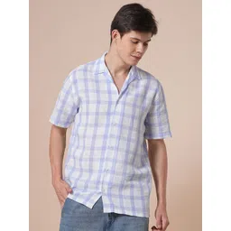 Mast & Harbour Comfort Buffalo Checked Cuban Collar Relaxed Fit Casual Shirt-picture-31