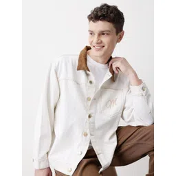 Mast & Harbour Contrast Collar Pure Cotton Over Relax Denim Jacket-picture-17