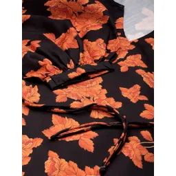 Mast & Harbour Floral Print Cuffed Sleeves A-Line Mini Dress image 4