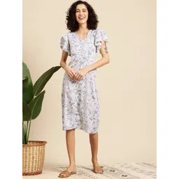 Mast & Harbour Floral Print Cut-Out Back A-Line Midi Dress-picture-35