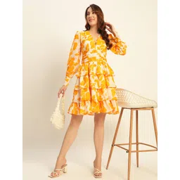 Mast & Harbour Floral Print Georgette A-Line Mini Dress-picture-26