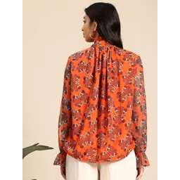 Mast & Harbour Floral Print Puff Sleeve Shirt Style Top image 4