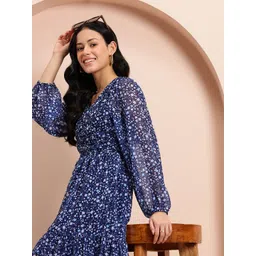 Mast & Harbour Floral Print Ruched Tiered Empire Midi Dress-picture-24