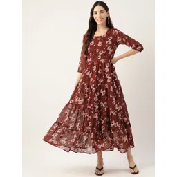 Mast & Harbour Floral Printed Georgette Fit and Flare Maxi Dress-image-48