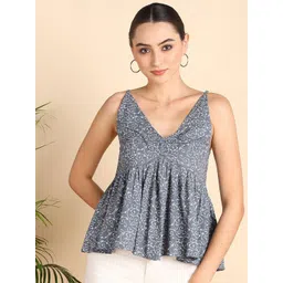 Mast & Harbour Floral Printed Sleeveless Gather Top-picture-25