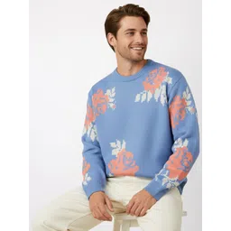 Mast & Harbour Floral Self Design Round Neck Pullover-picture-22