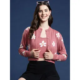 Mast & Harbour Floral Woven Design Cami Top and Cardigan Set-image-22