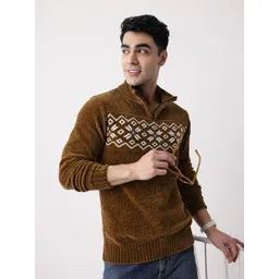 Mast & Harbour Geometric Mock Pullover with Half Zipper-picture-16