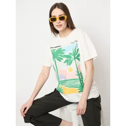 Mast & Harbour Graphic Printed Drop Shoulder Pure Cotton Oversized T-shirt-picture-29