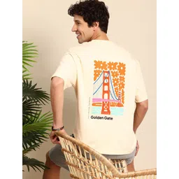 Mast & Harbour Graphic Printed Drop-Shoulder Sleeves Oversized Pure Cotton T-shirt-picture-17