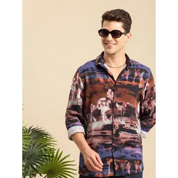 Mast & Harbour Graphic Printed Drop-Shoulder Sleeves Relaxed Fit Casual Shirt-picture-23