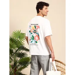 Mast & Harbour Graphic Printed Drop-Shoulder Sleeves Relaxed Fit Pure Cotton T-shirt-picture-21