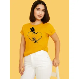 Mast & Harbour Graphic Printed Roll-Up Sleeves Round Neck Cotton T-shirt-picture-34