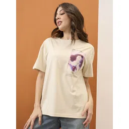 Mast & Harbour Graphic Printed Round Neck Cotton Oversized T-shirt-picture-24