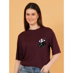 Mast & Harbour Graphic Printed Round Neck Oversized Cotton T-shirt-picture-34