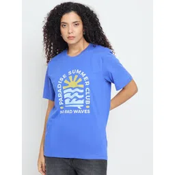 Mast & Harbour Graphic Printed Round Neck Pure Cotton Relaxed Fit T-shirt-picture-36