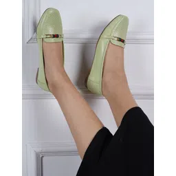 Mast & Harbour Green Textured Embellished Ballerinas-picture-36