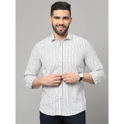 Mast & Harbour Grid Tattersall Checks Classic Slim Fit Cotton Casual Shirt-picture-33