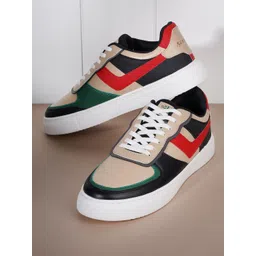 Mast & Harbour Men Beige And Black Colourblocked Sneakers-image-39