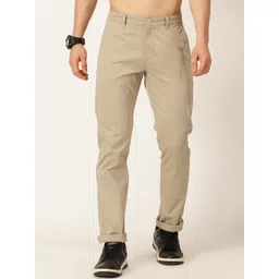 Mast & Harbour Men Beige Smart Easy Wash Chinos Trousers-picture-25