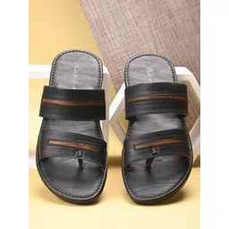 Mast & Harbour Men Black And Brown Textured Comfort Sandals-image-34