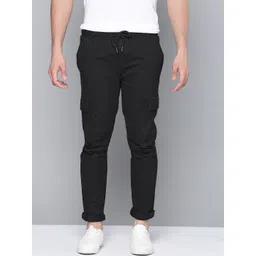 Mast & Harbour Men Black Solid Cargos Trousers-picture-17
