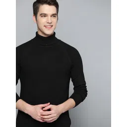 Mast & Harbour Men Black Solid Turtle Neck Pullover-picture-26