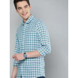 Mast & Harbour Men Blue & White Regular Fit Checked Casual Cotton-Linen Sustainable Shirt-picture-22