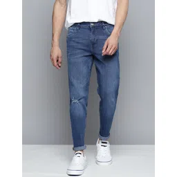 Mast & Harbour Men Carrot Fit Mildly Distressed Light Fade Stretchable Jeans-picture-28