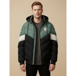 Mast & Harbour Men Colourblocked Puffer Jacket with Patchwork-picture-25
