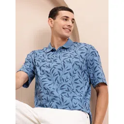 Mast & Harbour Men Floral Polo Collar Pure Cotton Relaxed Fit T-shirt-picture-27