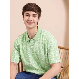 Mast & Harbour Men Floral Printed Polo Collar Relaxed Fit T-shirt-picture-26