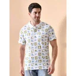 Mast & Harbour Men Geometric Printed Polo Collar Cotton T-shirt-picture-14
