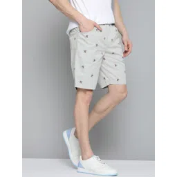 Mast & Harbour Men Grey & Navy Blue Pure Cotton Yacht Print Regular Fit Shorts-picture-12