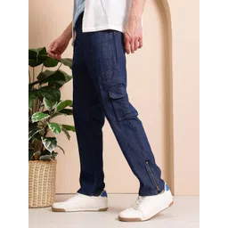 Mast & Harbour Men Mid-Rise Pure Cotton Cargo-Style Slim Fit Jeans-picture-23