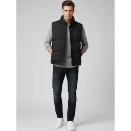 Mast & Harbour Men Mock Collar Solid Padded Jacket-picture-27