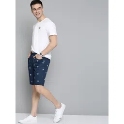 Mast & Harbour Men Navy Blue & White Pure Cotton Yacht Print Regular Fit Shorts-picture-10