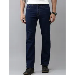 Mast & Harbour Men Navy Blue Bootcut Stretchable Jeans-picture-20