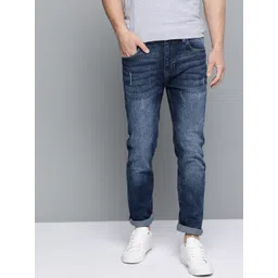 Mast & Harbour Men Navy Blue Skinny Fit Mid-Rise Low Distress Stretchable Jeans-picture-21