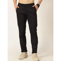 Mast & Harbour Men Navy Blue Smart Easy Wash Regular Trousers-picture-32