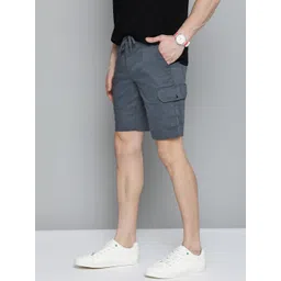 Mast & Harbour Men Navy Blue Solid Regular Fit Cargo Shorts-picture-17