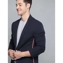 Mast & Harbour Men Navy Blue Solid Single-Breasted Regular Fit Casual Blazer-picture-21