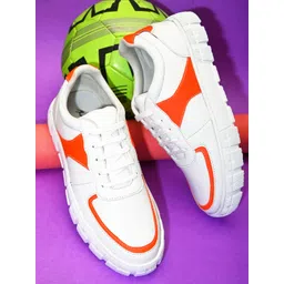 Mast & Harbour Men Orange And White Colourblocked Sneakers-picture-41
