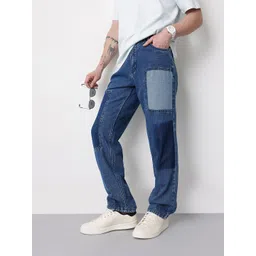 Mast & Harbour Men Patchwork Detail Mid-Rise Pure Cotton Straight Fit Jeans-picture-10